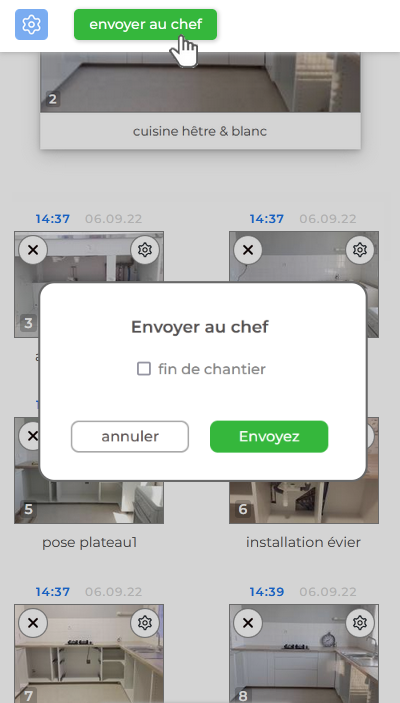 ouvrier envoi chantier au chef